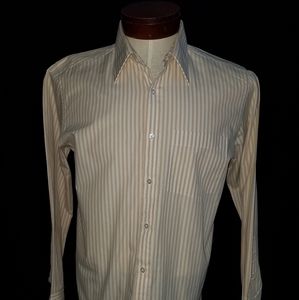 Turtle 15 Mens Tan Stripe Dress Shirt.